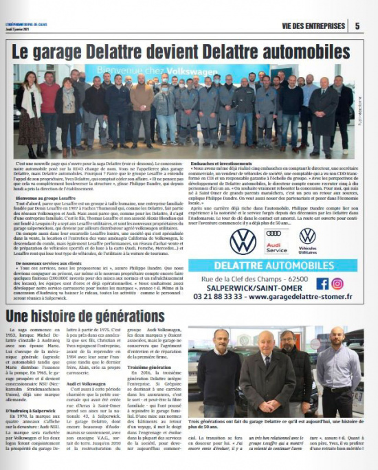 Garage Delattre dans la Voix du Nord